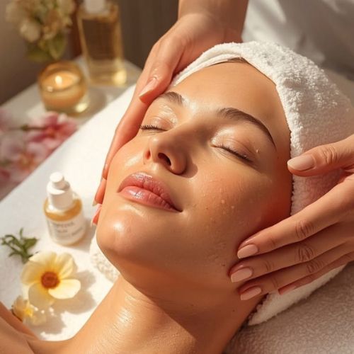 Glow on clients face after facial treatment