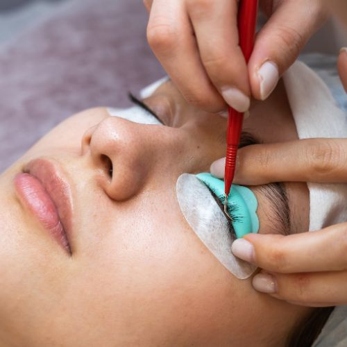 Eyelash tinting on our client at Lakewood salon